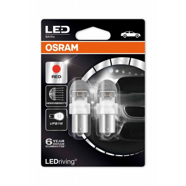 

OSRAM P21W (красный) 12V BA15s 6000K Retrofit Premium. Комплект светодиодных авто ламп в стопы