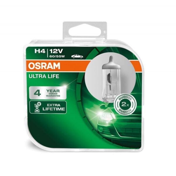 

Комплект авто ламп H4 60/55W 12V OSRAM оригинал с гарантией! Ultra Life P43t 10X2