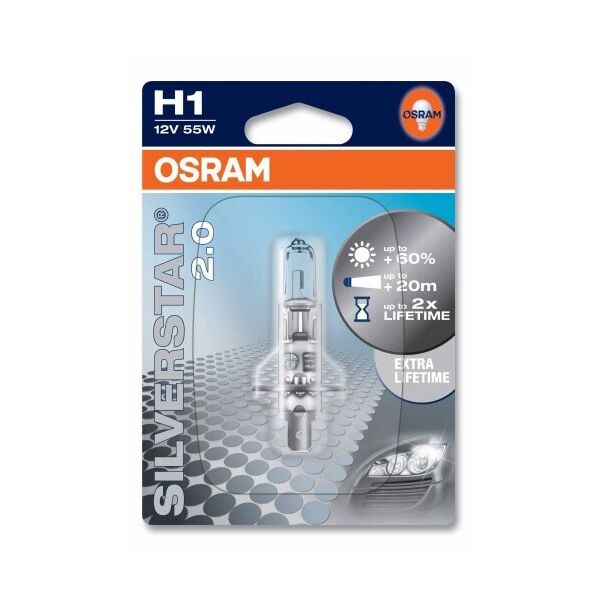 

Авто лампа H1 55W 12V +60% OSRAM оригинал с гарантией! P14.5S 10X1 Blister