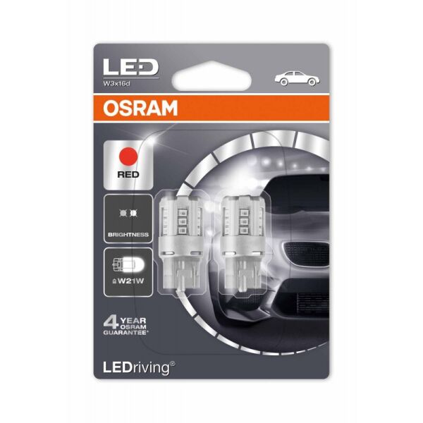 

OSRAM W21W 12V W3X16d RED Комплект светодиодных авто ламп для стоп сигналов, поворотов