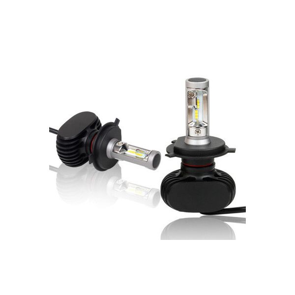 

Комплект LED ламп H4 12/24V, 50W, 4000Lm Светодиодные лампы S1 кулер авиац. алюмин.