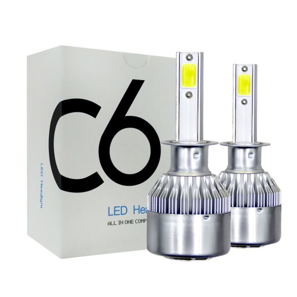 

Комплект LED ламп H1 12V, 36W, 3800Lm Светодиодные лампы C6 вентилятор (авиац. алюмин.)