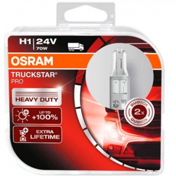 

Комплект авто лампы OSRAM H1 70W 24V +100% Оригинал с гарантией! P14.5S 10X2 HardDuopet
