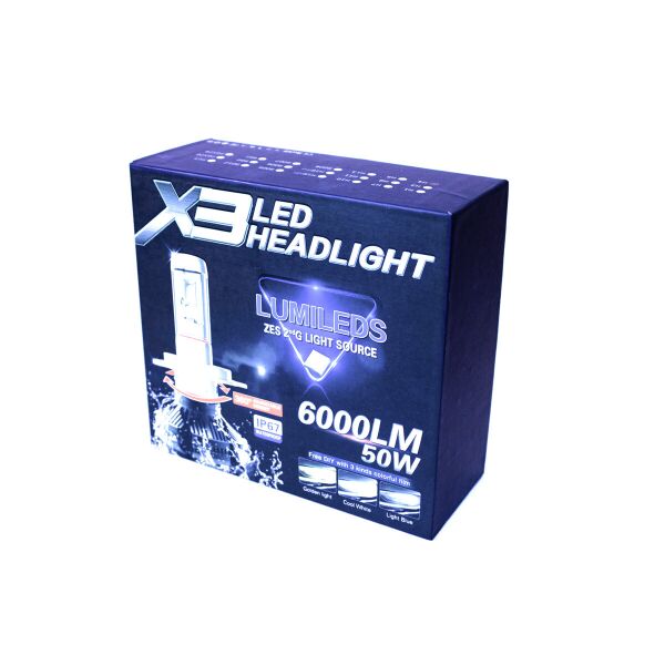 

LED лампы H4 50W 6000K 6000lm Диоды Philips. +2 фильтра в комплекте! Светодиодные лампы с обманками EU & USA.
