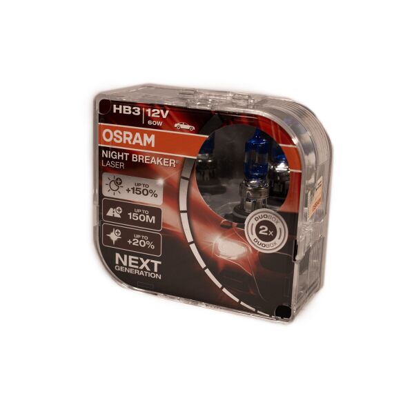 

Комплект авто ламп HB3 60W 12V +150% OSRAM оригинал с гарантией! Night Breaker LASER NG P20d