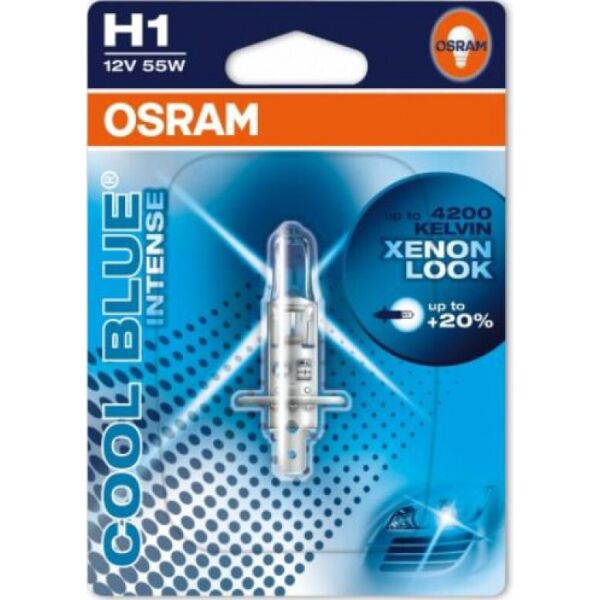 Акція на Авто лампа OSRAM H1 55W 12V +20% Оригинал с гарантией! Эффект ксенона! Cool Blue Intense P14.5S 10X1 Blister від Allo UA
