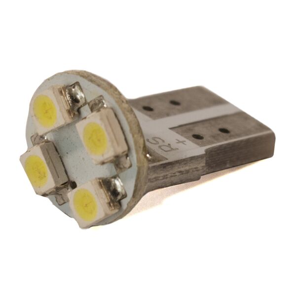 

Габаритная светодиодная лампа T10 W5W 4 диода 3528 W2,1x9,5d 12V WHITE плата (керамический цоколь)