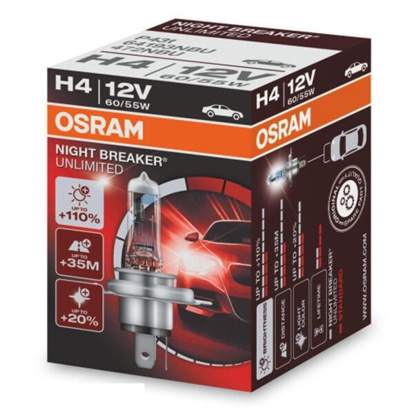 

Авто лампа H4 60/55W 12V OSRAM оригинал с гарантией! Night Breaker Unlimited P43T 10X10X1