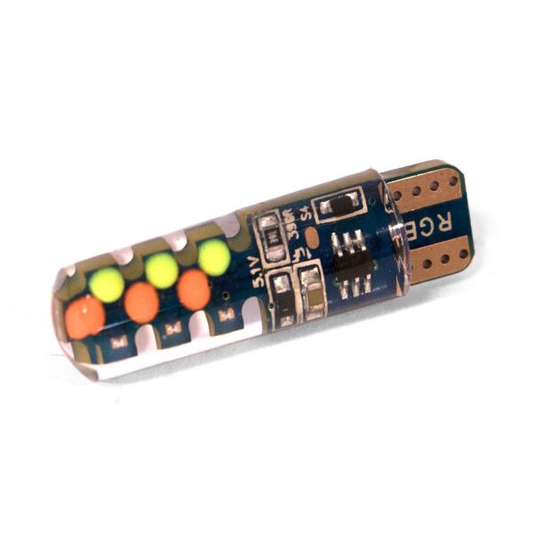 

T10 W5W Светодиодная лампа StarLight T10 12 диодов 12V СОВ / crystal MULTICOLOR