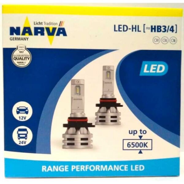

LED Narva HB3 / HB4 12/24v 6500K X2 24W RPL Range Performance. Комплект светодиодных LED ламп.