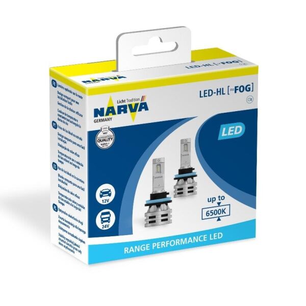 

LED Narva H11/ H16 12/24v 6500K X2 24W PGJ19-2 RPL Комплект светодиодных LED ламп.