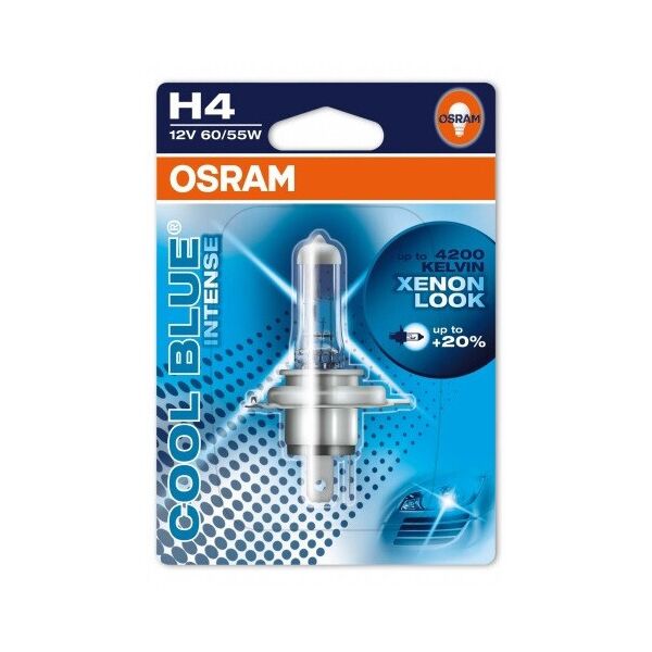

Авто лампа OSRAM H4 60/55W 12V +20% Оригинал с гарантией! Эффект ксенона! Cool Blue Intense P43T 10X1 Blister