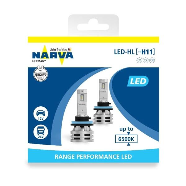 Акция на LED Narva H8/ H11 /16 12/24v 6500K X2 24W PGJ19-2 RPL. Комплект светодиодных LED ламп. от Allo UA