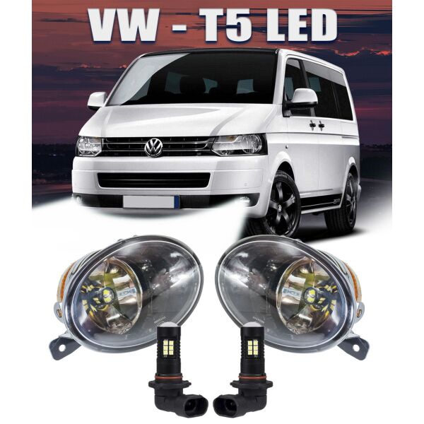 

Противотуманные фары Фольксваген Т-5 с лэд лампами. Фары в бампер Volkswagen T5 + LED лампы.