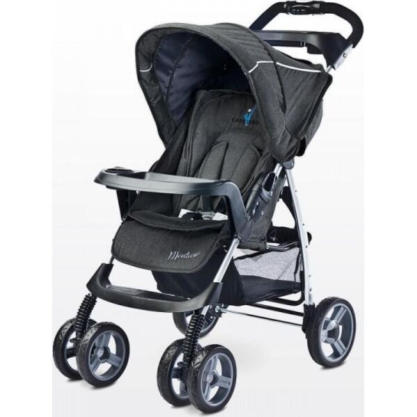 

Коляска прогулочная Caretero Monaco Black с дождевиком и защитным бампером + чехол на ножки