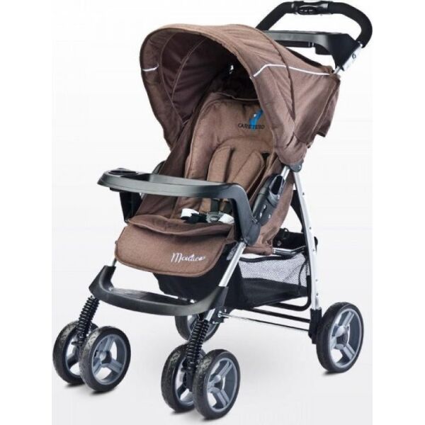 

Коляска прогулочная Caretero Monaco Brown с дождевиком и защитным бампером + чехол на ножки