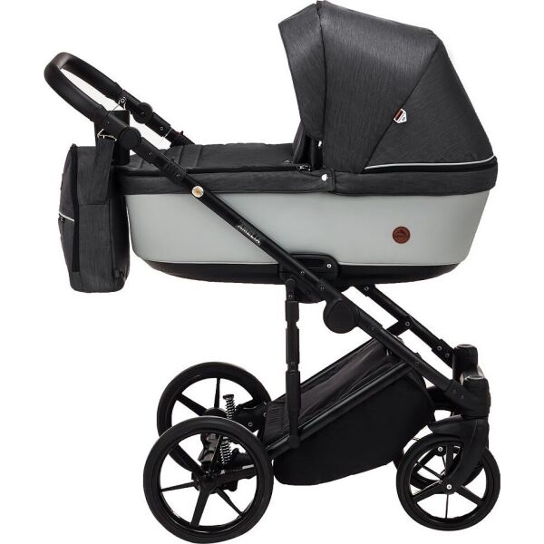 

Коляска детская 2в1 универсальная с люлькой и амортизаторами Adamex Amelia Tip AM233 Графитовый с светло-серым