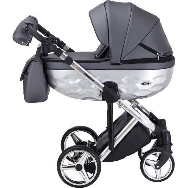 

Коляска детская 2в1 универсальная с сумкой и прогулочным блоком, кожа 100% Adamex Chantal Star Polar (Chrome)