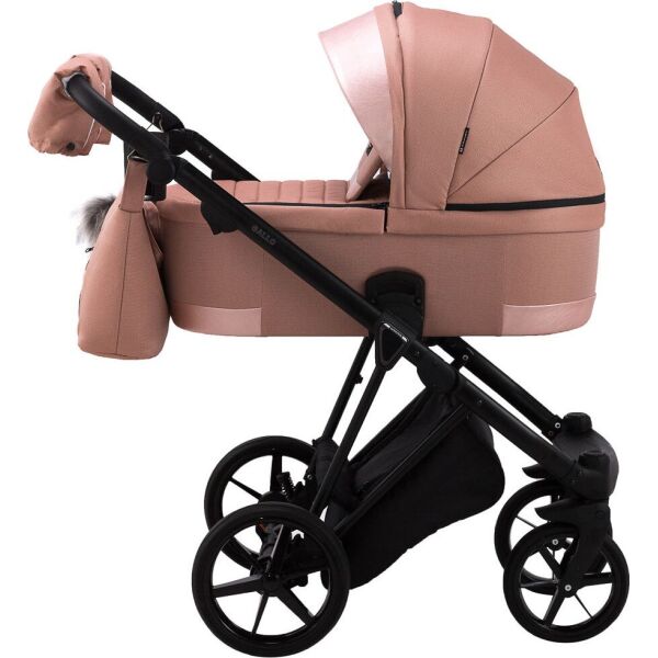 

Коляска детская 2в1 универсальная с чехлом для ножек и большими колёсами Adamex Gallo Thermo GA-4 rose pink