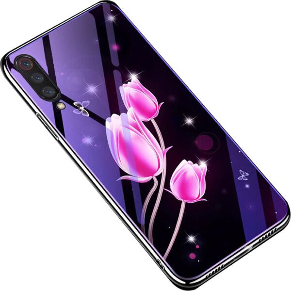 

TPU+Glass чехол Fantasy с глянцевыми торцами для Xiaomi Mi 9 SE Тюльпаны