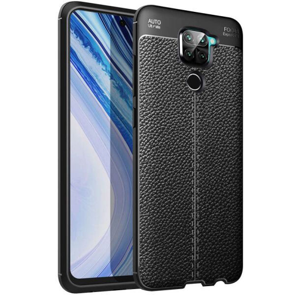

TPU чехол фактурный (с имитацией кожи) для Xiaomi Redmi Note 9 / Redmi 10X Черный