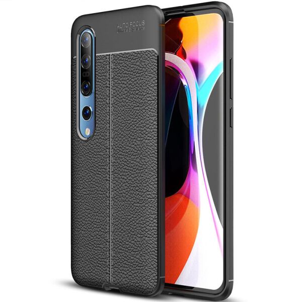 

TPU чехол фактурный (с имитацией кожи) для Xiaomi Mi 10 / Mi 10 Pro Черный