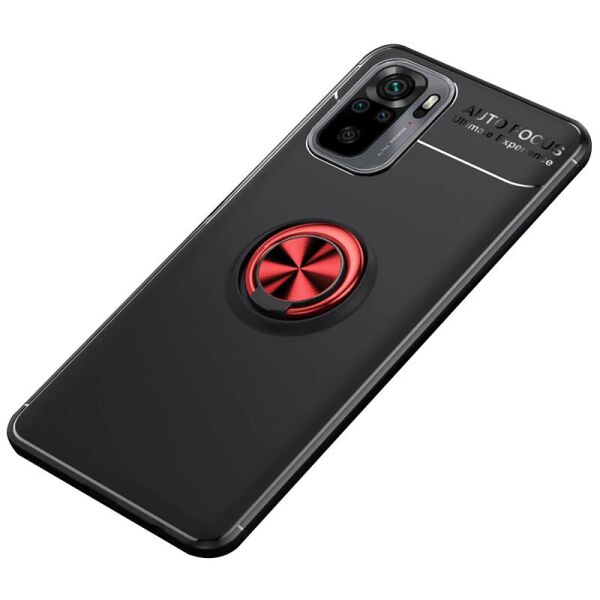 

TPU чехол Deen ColorRing под магнитный держатель (opp) для Xiaomi Redmi Note 10 / Note 10s Черный / Красный