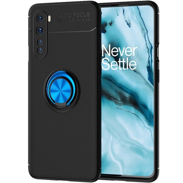 

TPU чехол Deen ColorRing под магнитный держатель (opp) для OnePlus Nord Черный / Синий