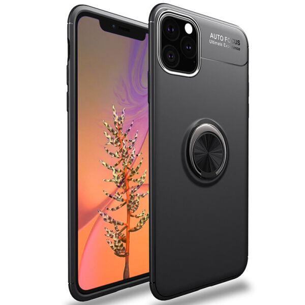 

TPU чехол Deen ColorRing под магнитный держатель (opp) для Apple iPhone 12 Pro / 12 (6.1") Черный / Черный