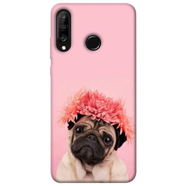 

Чехол itsPrint Мопс с цветами для Huawei P30 lite