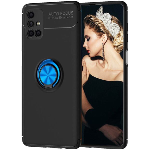 

TPU чехол Deen ColorRing под магнитный держатель (opp) для Samsung Galaxy M51 Черный / Синий
