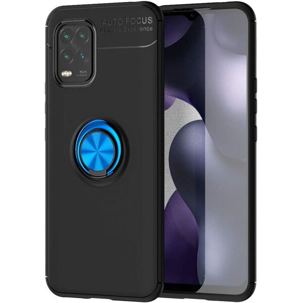 

TPU чехол Deen ColorRing под магнитный держатель (opp) для Xiaomi Mi 10 Lite Черный / Синий