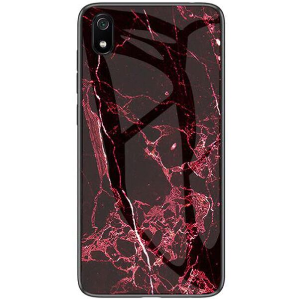 

TPU+Glass чехол Luxury Marble для Xiaomi Redmi 7A Марсала / Бордовый