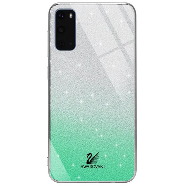 

TPU+Glass чехол Swarovski для Samsung Galaxy S20 Бирюзовый