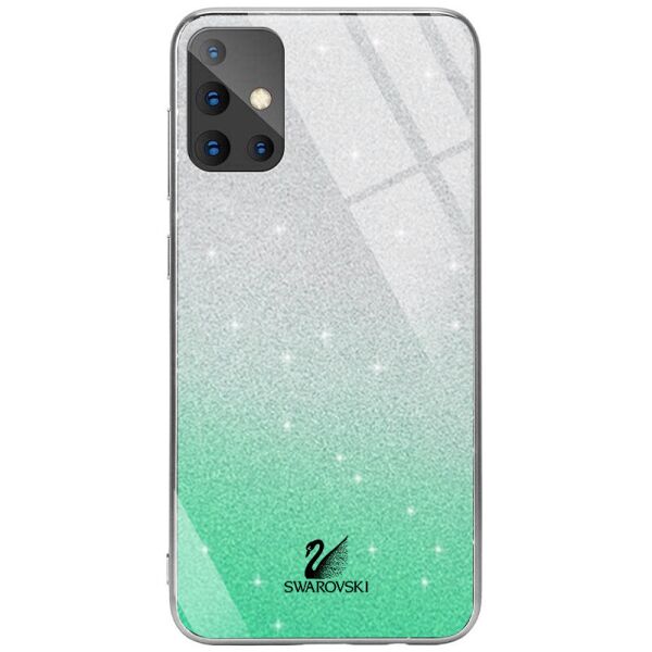 

TPU+Glass чехол Swarovski для Samsung Galaxy A51 Бирюзовый