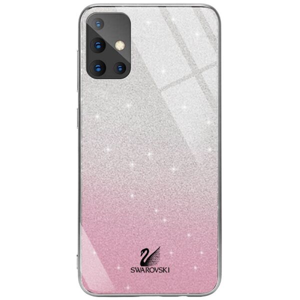 

TPU+Glass чехол Swarovski для Samsung Galaxy A51 Розовый