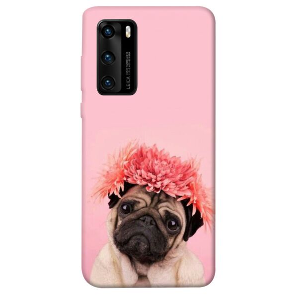 

Чехол itsPrint Мопс с цветами для Huawei P40