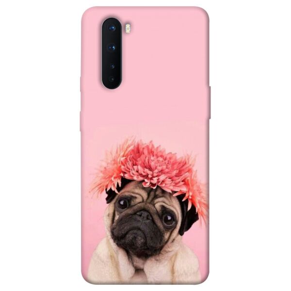 

Чехол itsPrint Мопс с цветами для OnePlus Nord