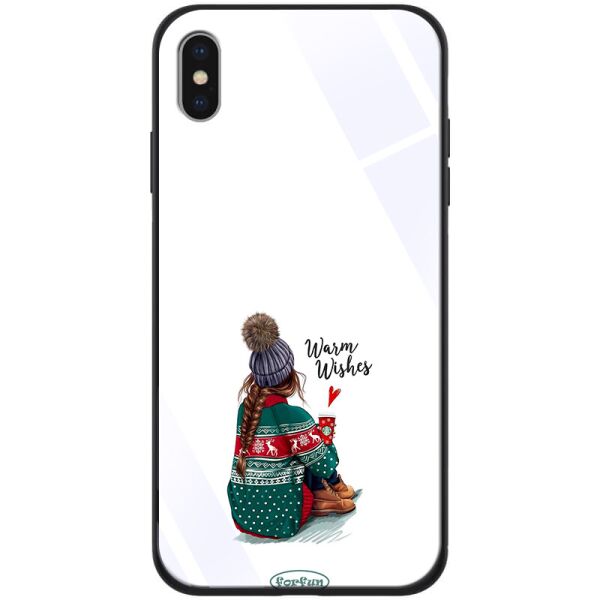 

TPU+Glass чехол ForFun для Apple iPhone XS Max (6.5") Warm Wishes / Белый
