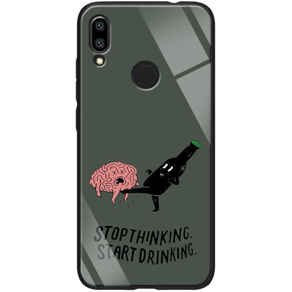 

TPU+Glass чехол ForFun для Xiaomi Redmi 7 Stopthinking / Серый