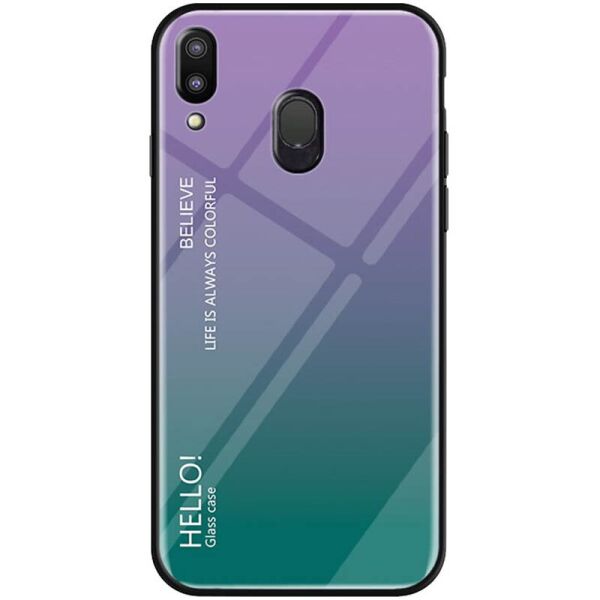 

TPU+Glass чехол Gradient HELLO для Samsung Galaxy M20 Фиолетовый