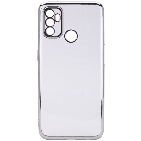 

Прозрачный силиконовый чехол с глянцевой окантовкой Full Camera для Oppo A53 / A32 / A33 Серебряный