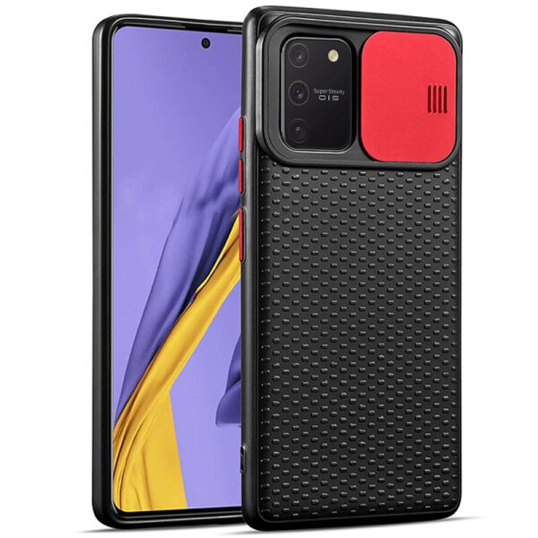 

Чехол Camshield Black TPU со шторкой защищающей камеру для Samsung Galaxy S10 Lite Черный / Красный