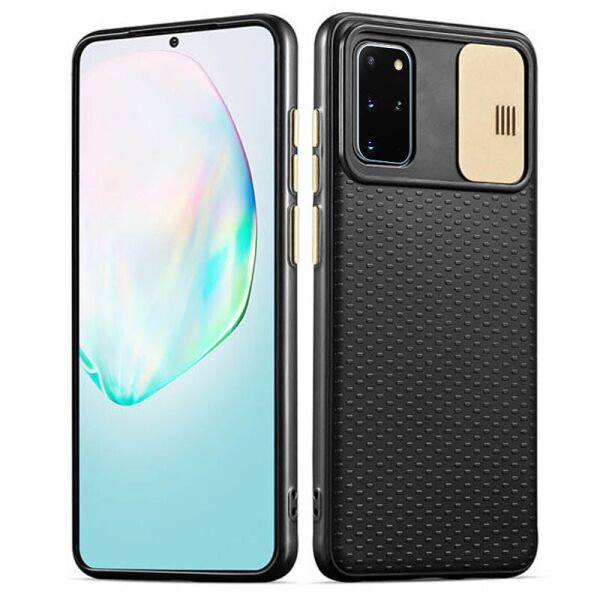 

Чехол Camshield Black TPU со шторкой защищающей камеру для Samsung Galaxy S20+ Черный / Золотой