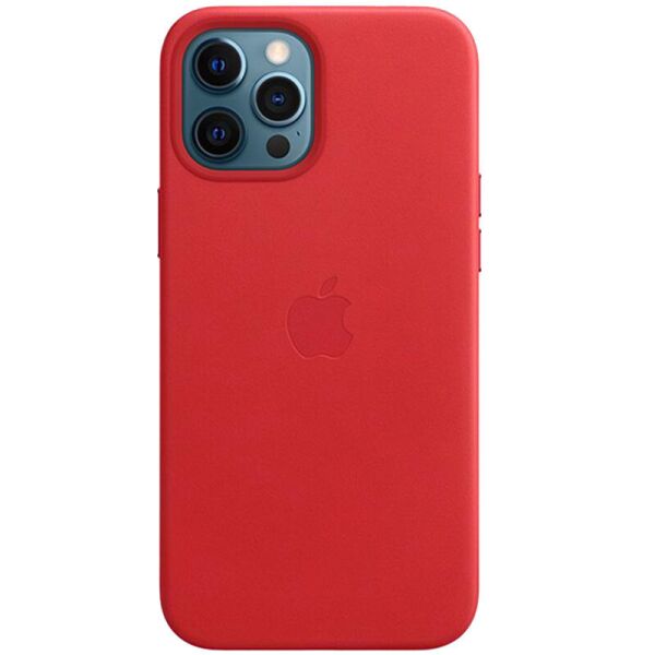 

Кожаный чехол Leather Case (AAA) with MagSafe для Apple iPhone 12 Pro / 12 (6.1") Red