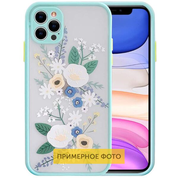 

TPU+PC чехол Picture Color Buttons full camera для Oppo A15s / A15 Бирюзовый / Цветы