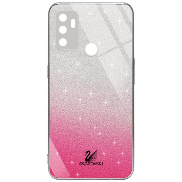 

TPU+Glass чехол Swarovski Full Camera для Oppo A53 / A32 / A33 Малиновый