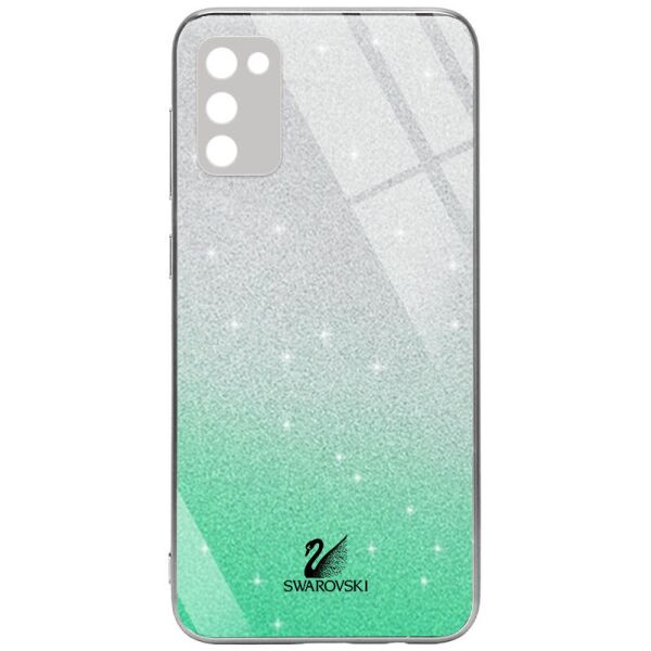 

TPU+Glass чехол Swarovski Full Camera для Samsung Galaxy A02s Бирюзовый