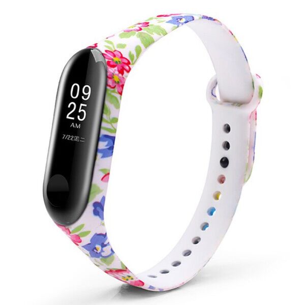 

Силиконовый ремешок с рисунком для Xiaomi Mi Band 5 / 6 Лилии / Белый