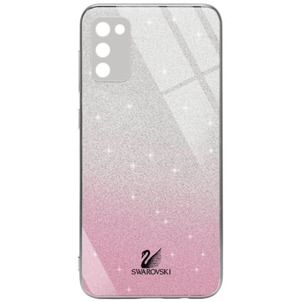 

TPU+Glass чехол Swarovski Full Camera для Samsung Galaxy A02s Розовый